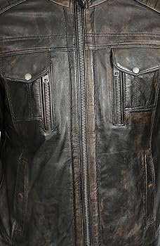 A1 FASHION GOODS Mens WASHED biker style leather jacket retro